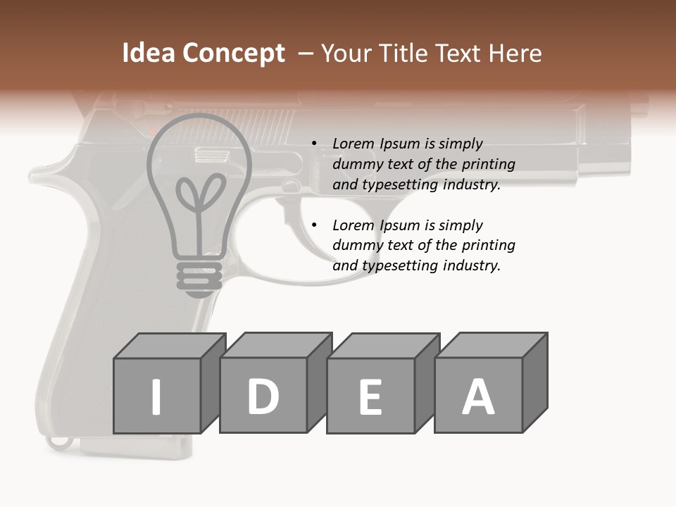 A Gun On A White Background With A Name Of Presentation PowerPoint Template