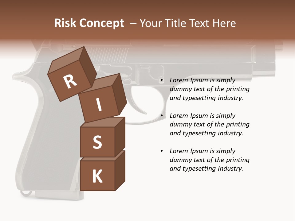 A Gun On A White Background With A Name Of Presentation PowerPoint Template