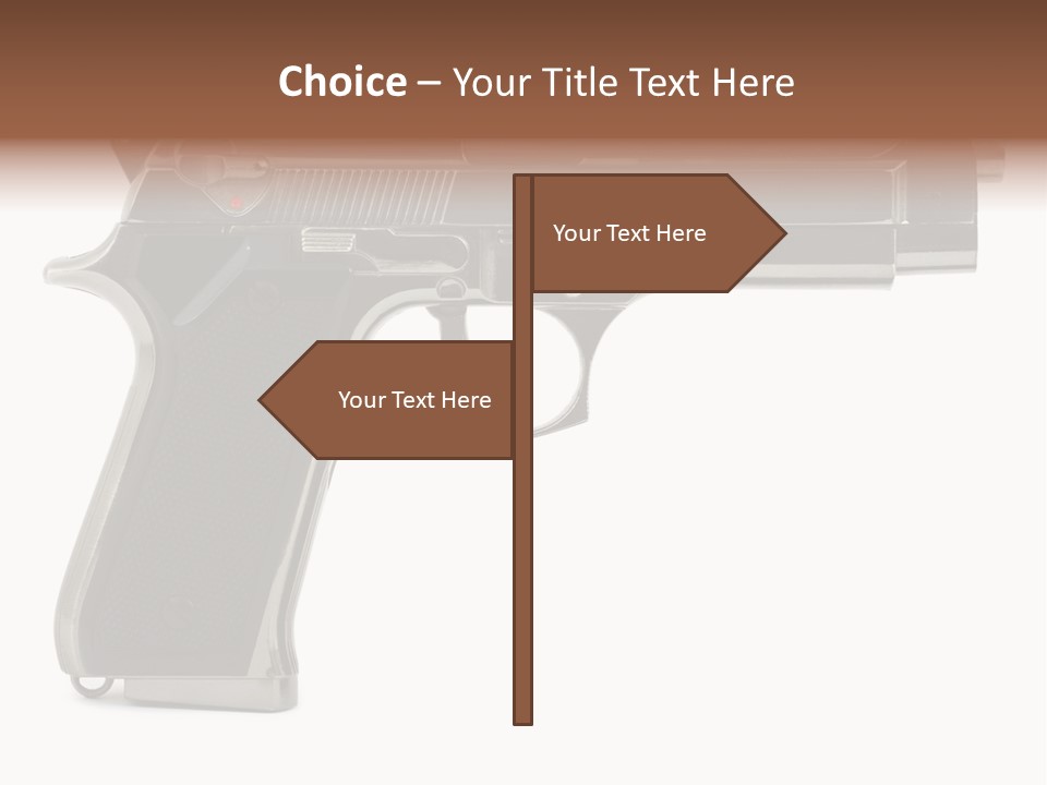 A Gun On A White Background With A Name Of Presentation PowerPoint Template