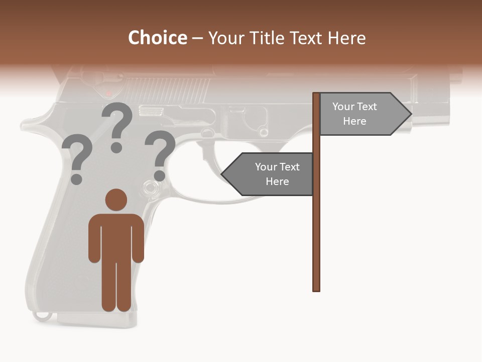 A Gun On A White Background With A Name Of Presentation PowerPoint Template