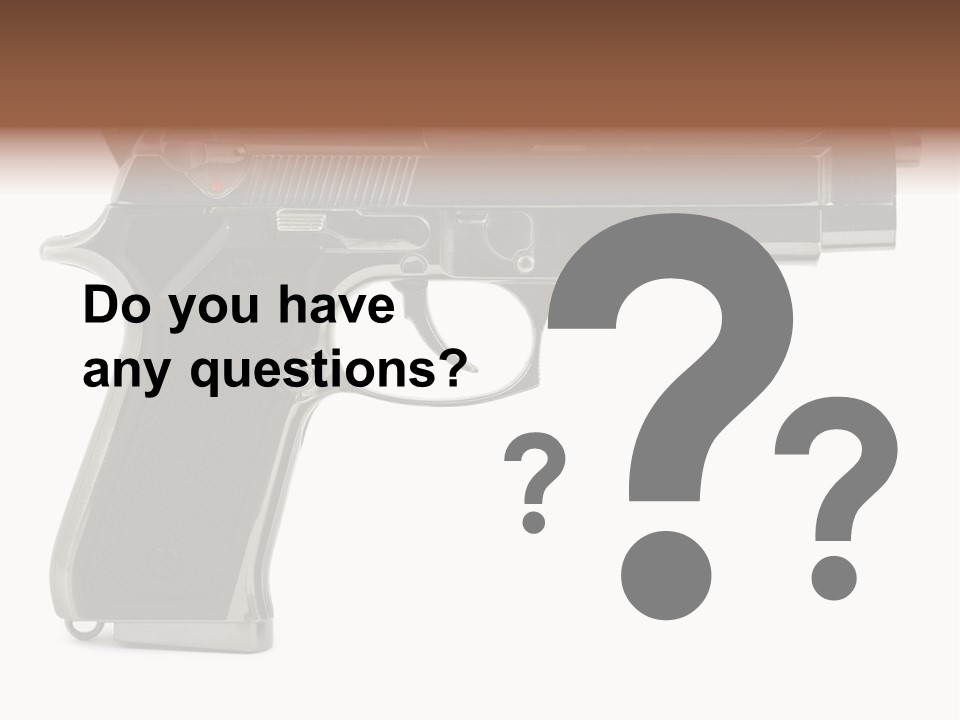 A Gun On A White Background With A Name Of Presentation PowerPoint Template