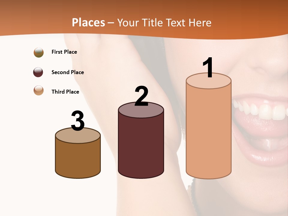 A Woman Listening To Headphones With A Smile On Her Face PowerPoint Template