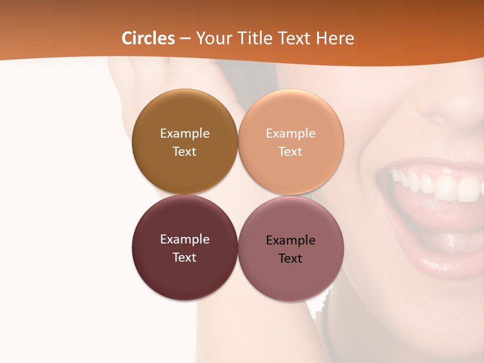 A Woman Listening To Headphones With A Smile On Her Face PowerPoint Template