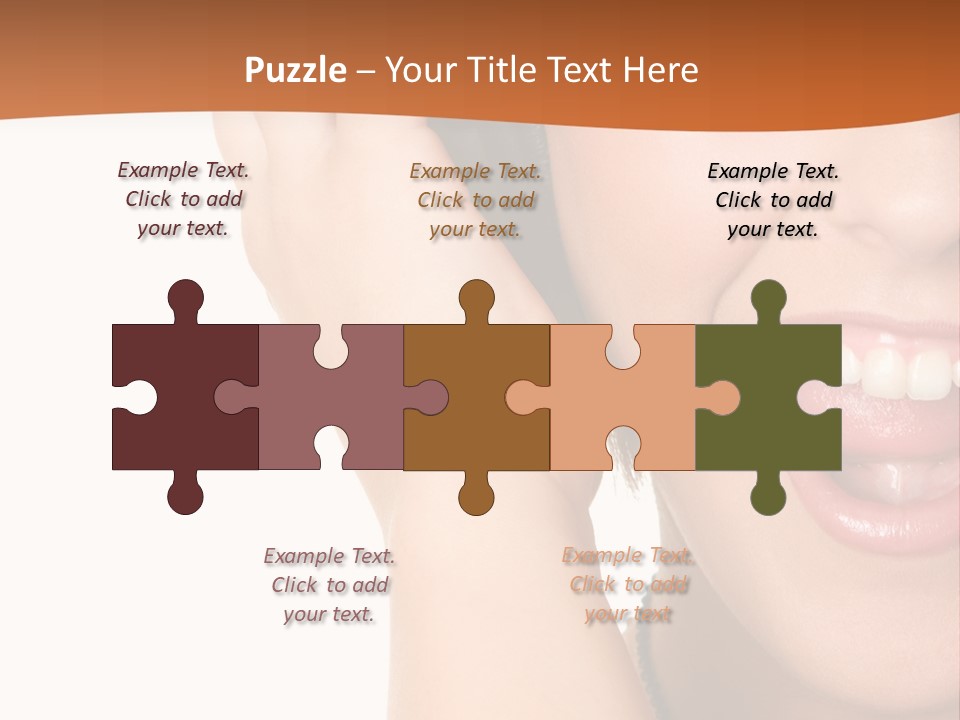 A Woman Listening To Headphones With A Smile On Her Face PowerPoint Template