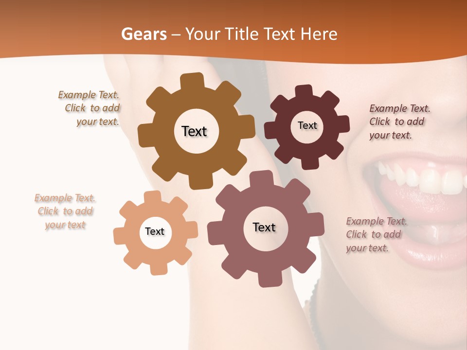 A Woman Listening To Headphones With A Smile On Her Face PowerPoint Template