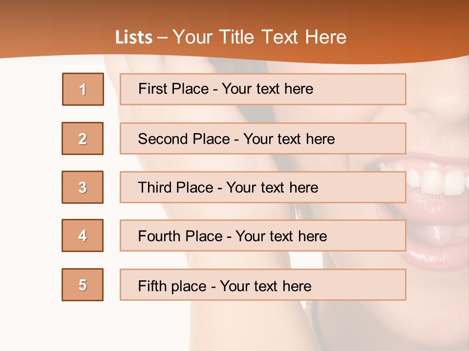 A Woman Listening To Headphones With A Smile On Her Face PowerPoint Template