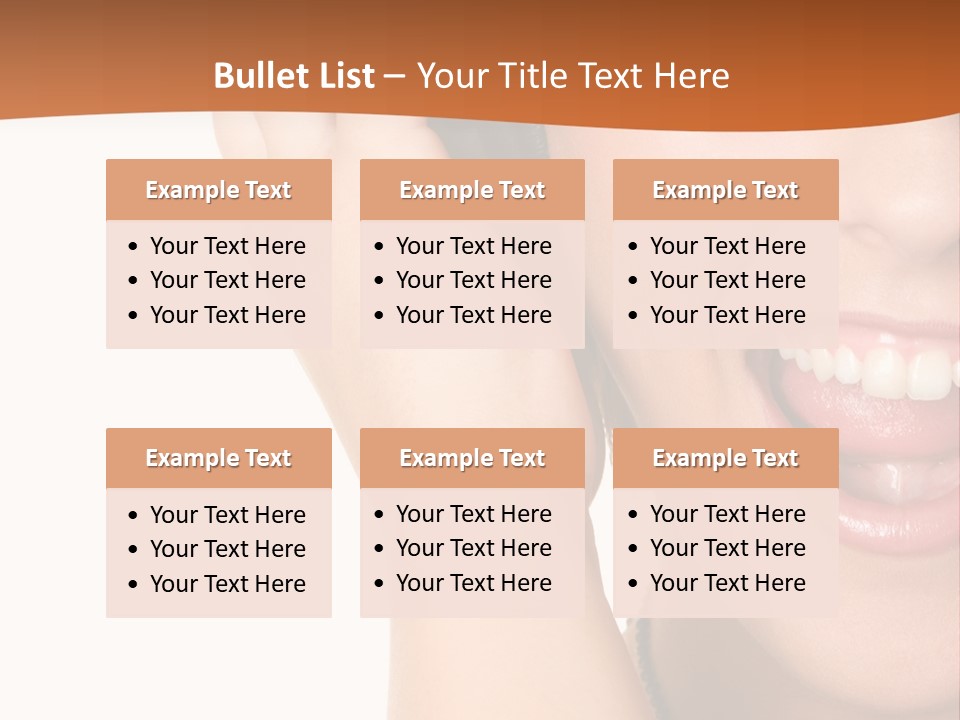 A Woman Listening To Headphones With A Smile On Her Face PowerPoint Template