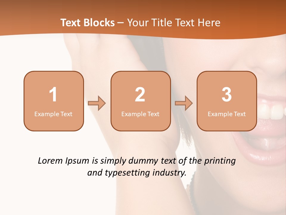 A Woman Listening To Headphones With A Smile On Her Face PowerPoint Template