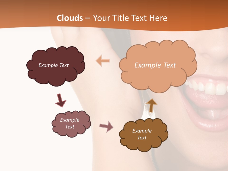 A Woman Listening To Headphones With A Smile On Her Face PowerPoint Template