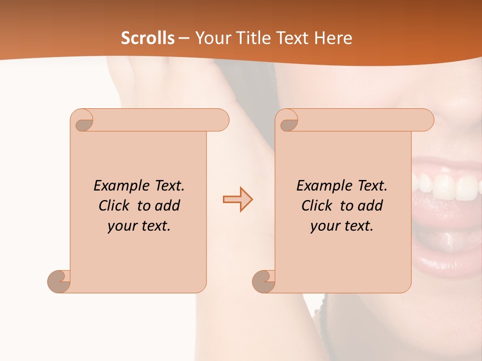 A Woman Listening To Headphones With A Smile On Her Face PowerPoint Template