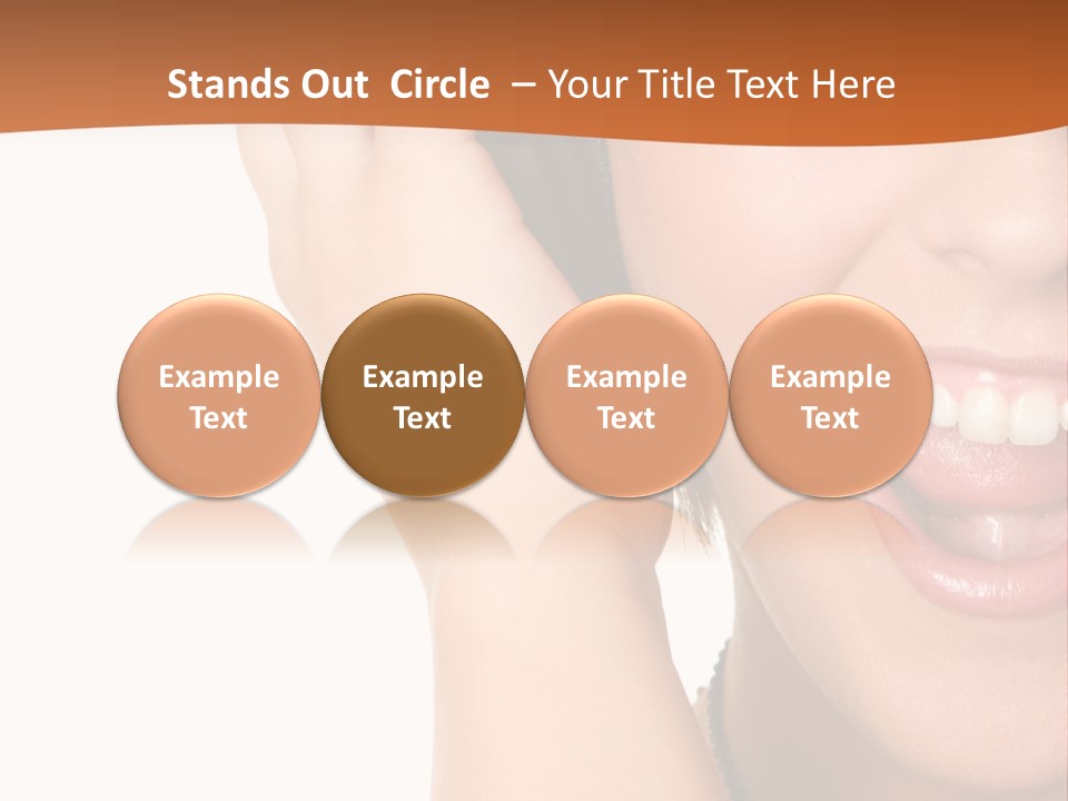 A Woman Listening To Headphones With A Smile On Her Face PowerPoint Template