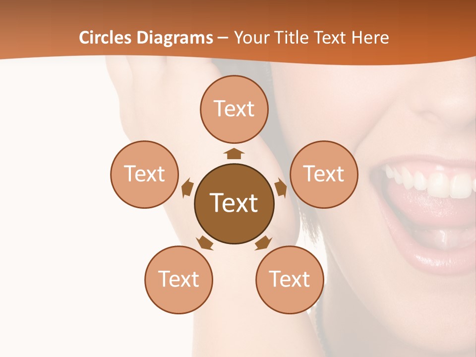 A Woman Listening To Headphones With A Smile On Her Face PowerPoint Template