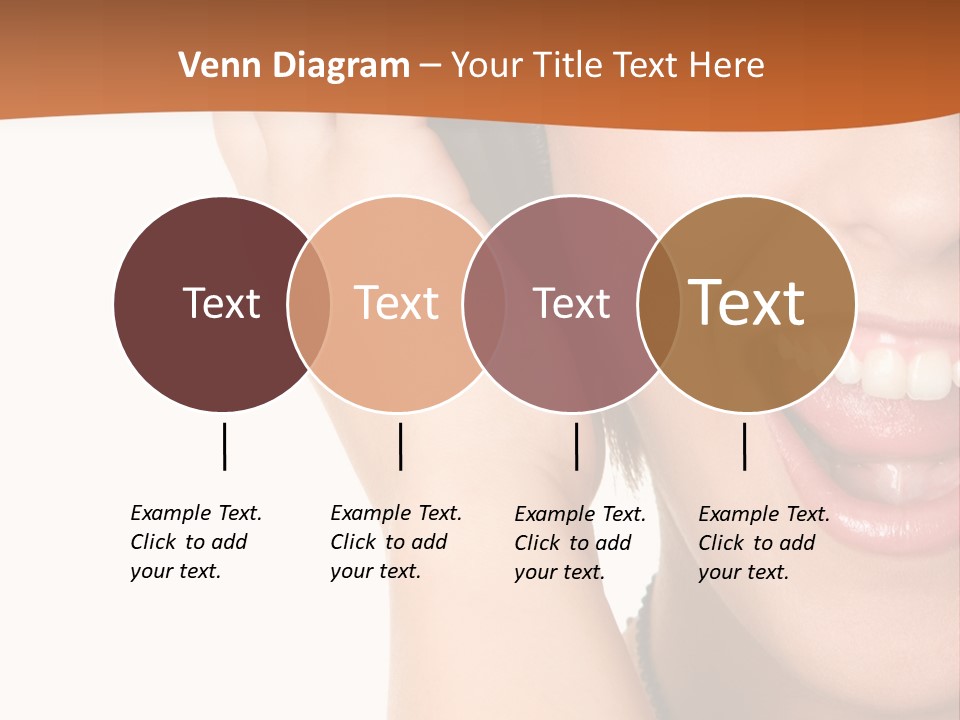 A Woman Listening To Headphones With A Smile On Her Face PowerPoint Template