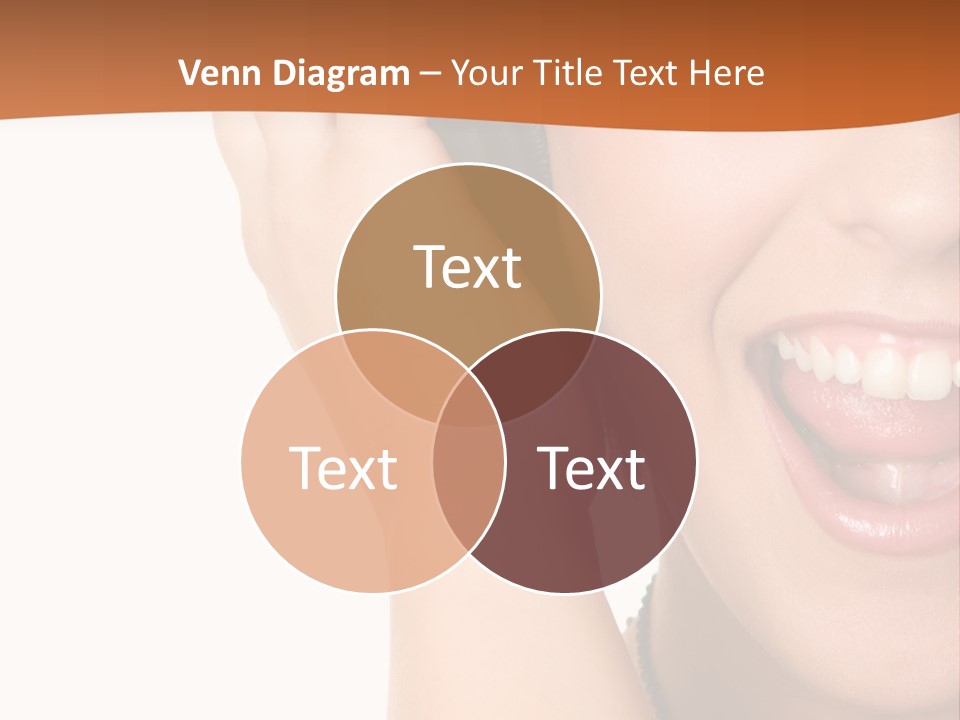 A Woman Listening To Headphones With A Smile On Her Face PowerPoint Template