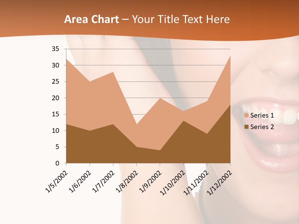 A Woman Listening To Headphones With A Smile On Her Face PowerPoint Template