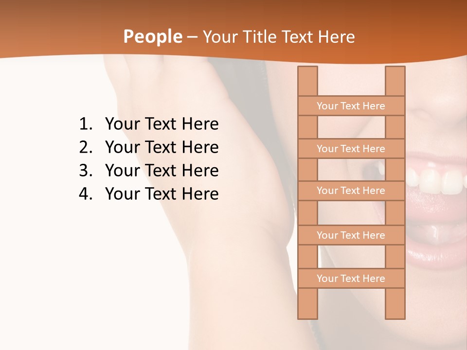 A Woman Listening To Headphones With A Smile On Her Face PowerPoint Template