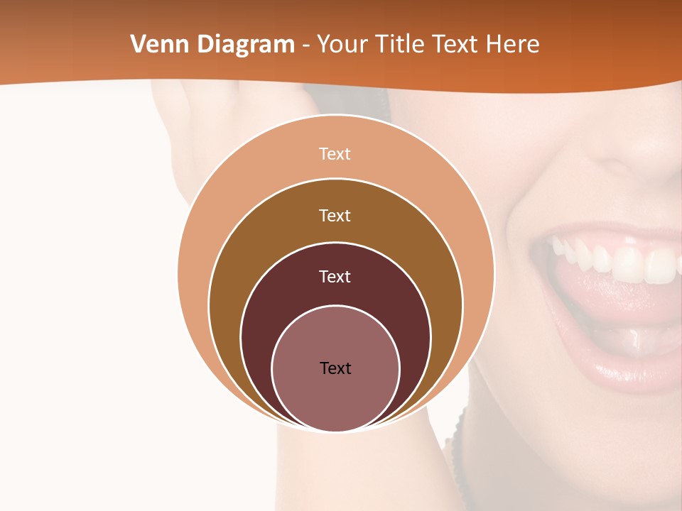 A Woman Listening To Headphones With A Smile On Her Face PowerPoint Template