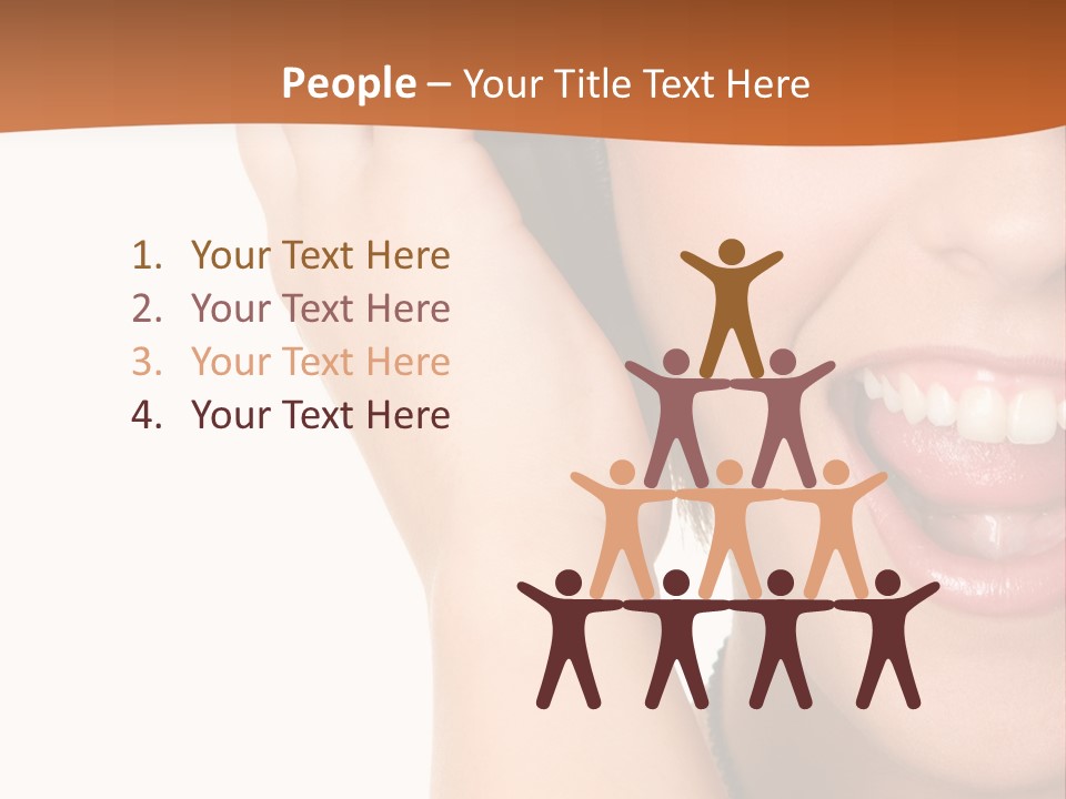 A Woman Listening To Headphones With A Smile On Her Face PowerPoint Template