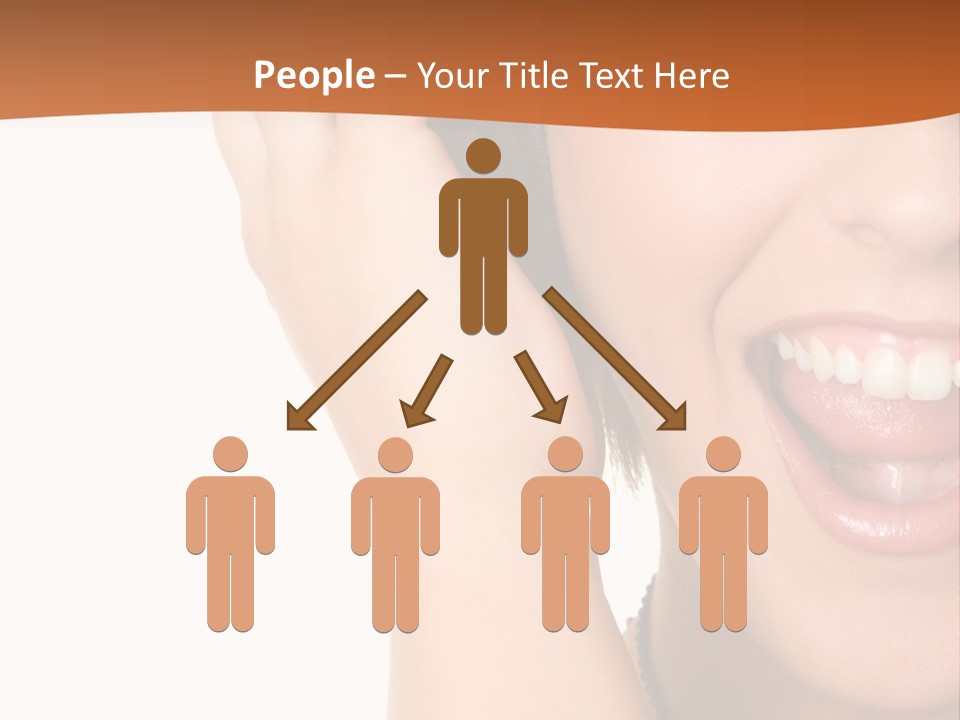 A Woman Listening To Headphones With A Smile On Her Face PowerPoint Template