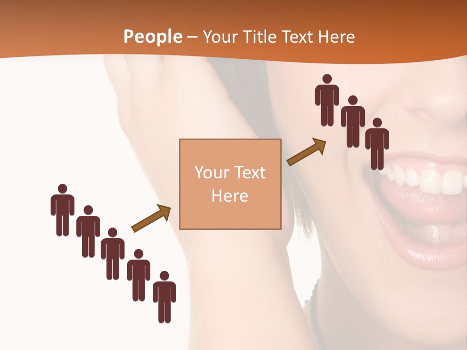 A Woman Listening To Headphones With A Smile On Her Face PowerPoint Template