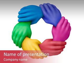 Colorful Wrist Teamwork PowerPoint Template