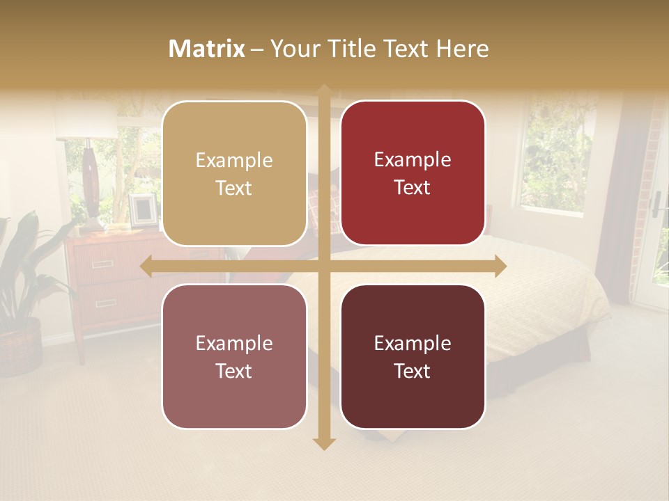 A Bed Room With A Neatly Made Bed And A Plant PowerPoint Template
