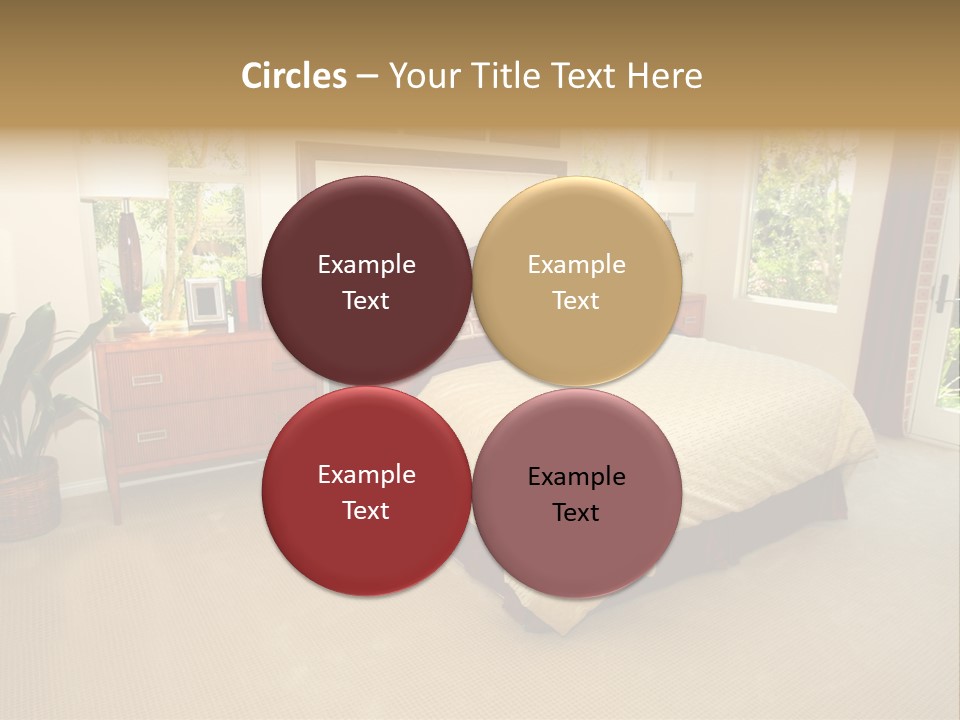 A Bed Room With A Neatly Made Bed And A Plant PowerPoint Template