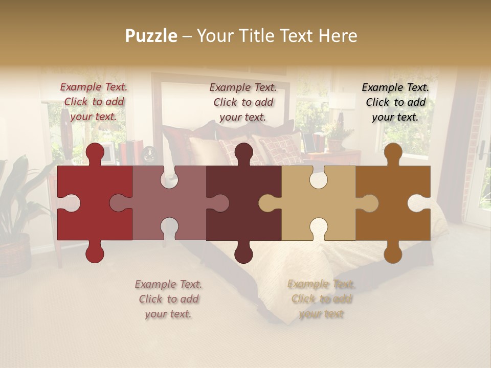 A Bed Room With A Neatly Made Bed And A Plant PowerPoint Template