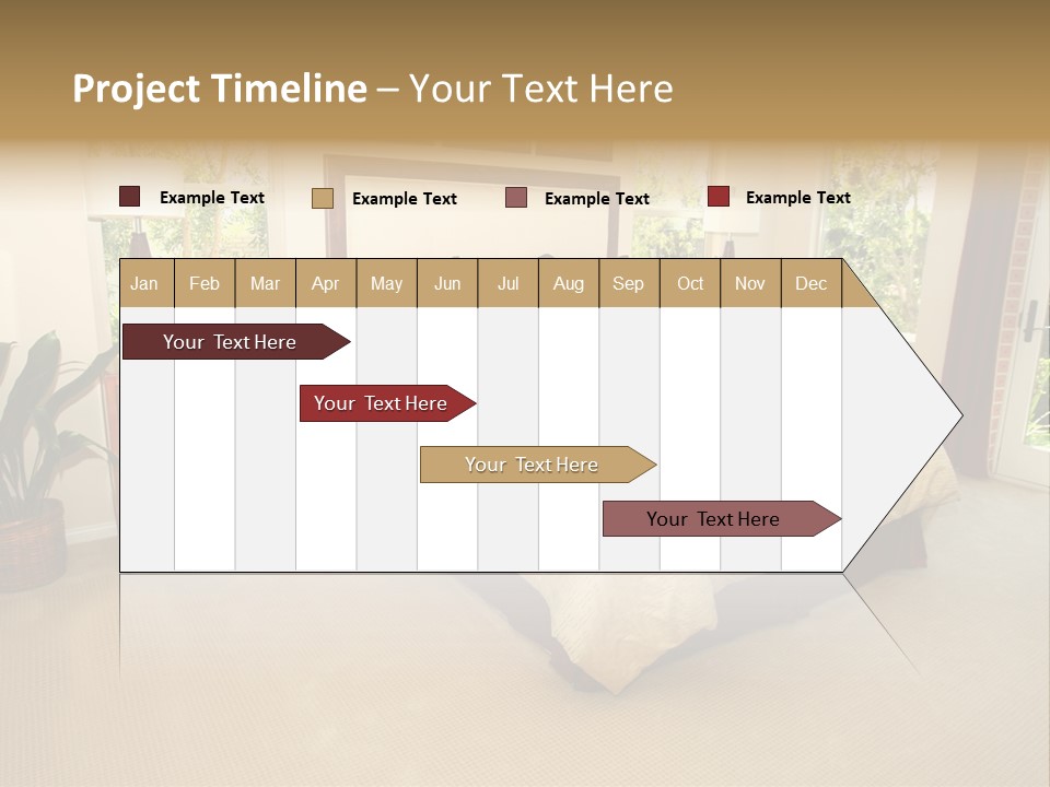 A Bed Room With A Neatly Made Bed And A Plant PowerPoint Template