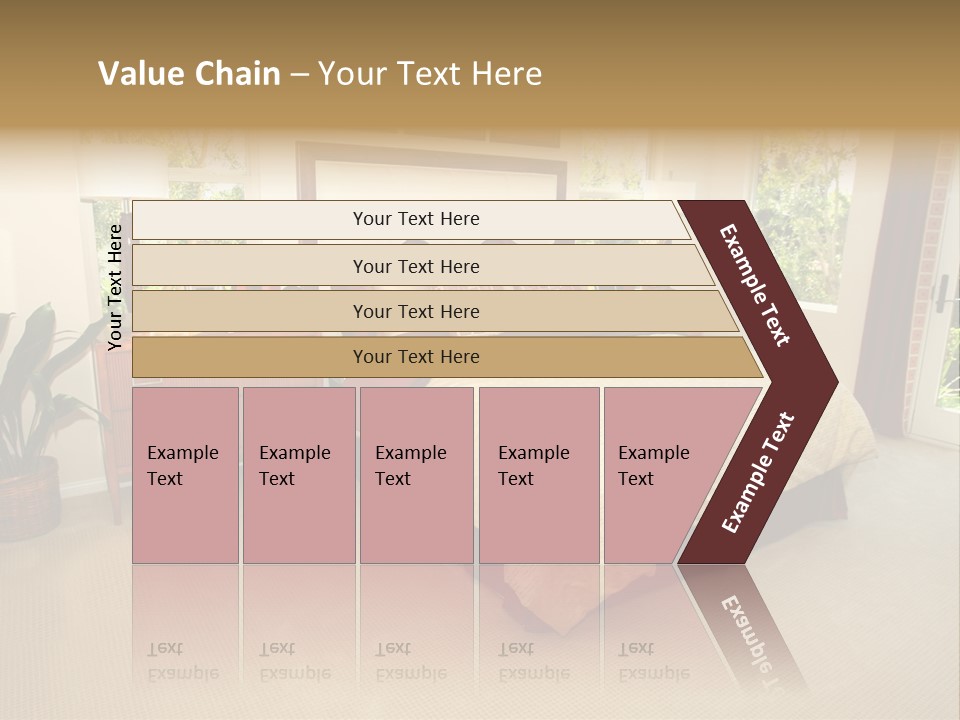 A Bed Room With A Neatly Made Bed And A Plant PowerPoint Template