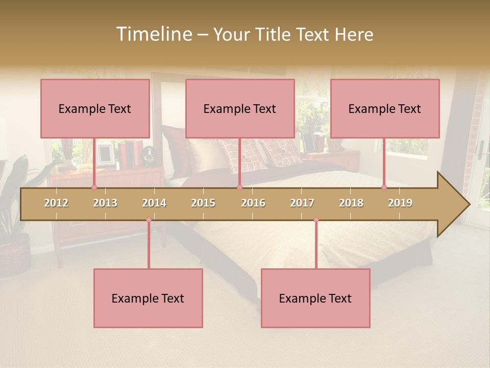 A Bed Room With A Neatly Made Bed And A Plant PowerPoint Template
