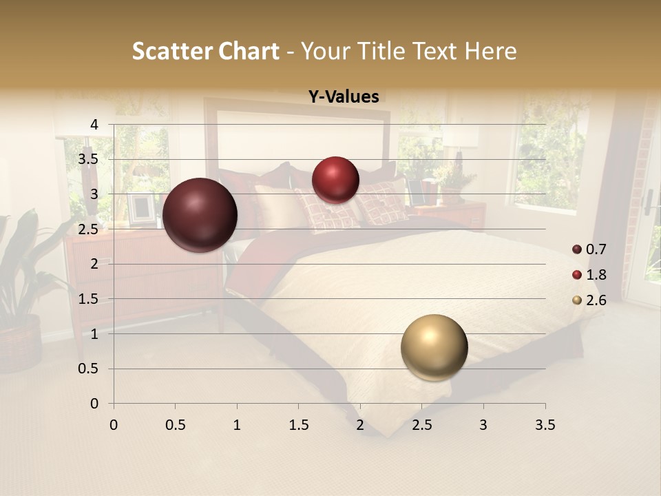 A Bed Room With A Neatly Made Bed And A Plant PowerPoint Template