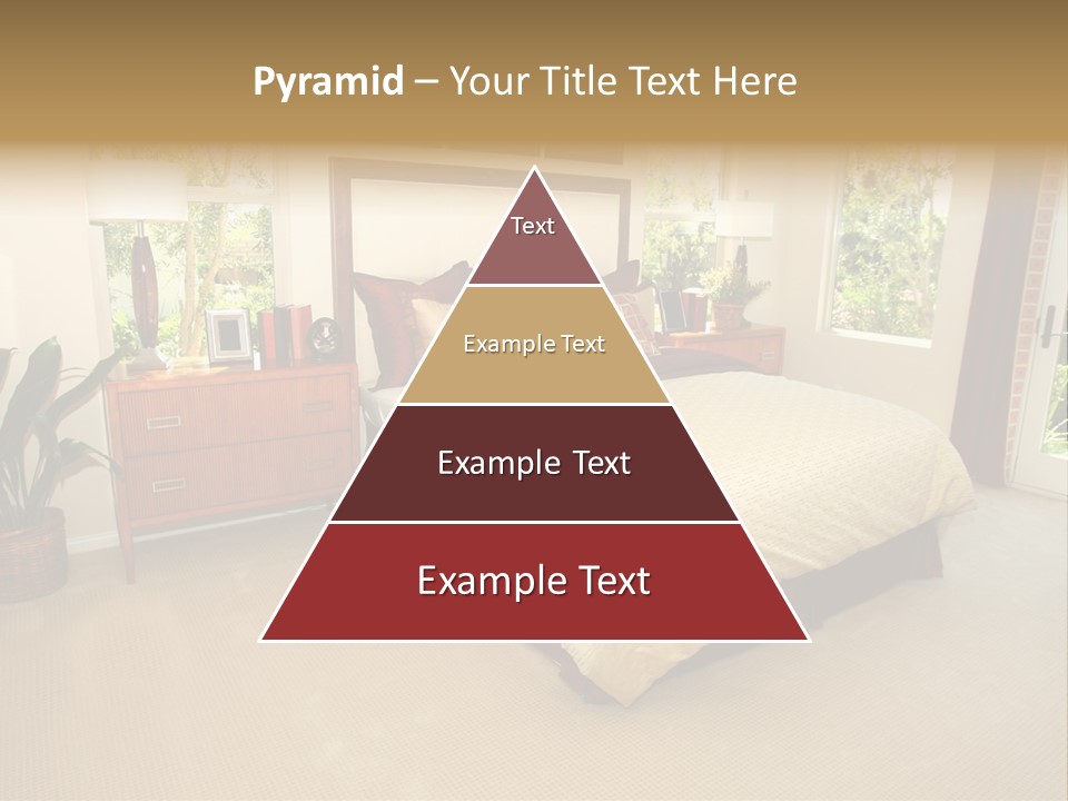 A Bed Room With A Neatly Made Bed And A Plant PowerPoint Template