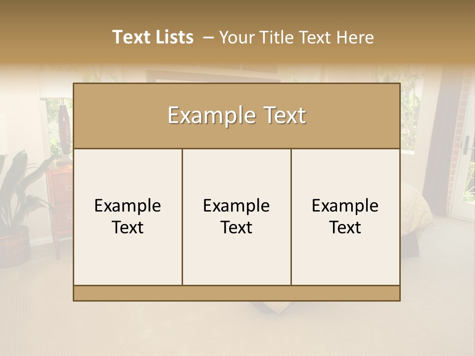 A Bed Room With A Neatly Made Bed And A Plant PowerPoint Template