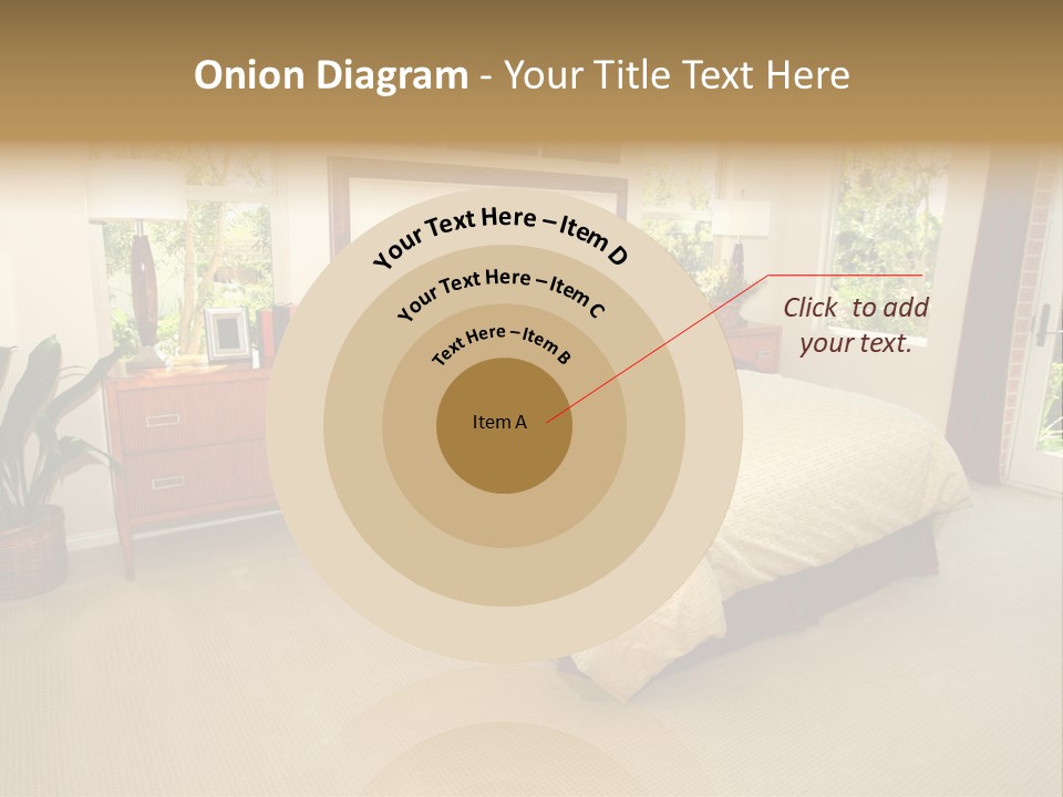 A Bed Room With A Neatly Made Bed And A Plant PowerPoint Template