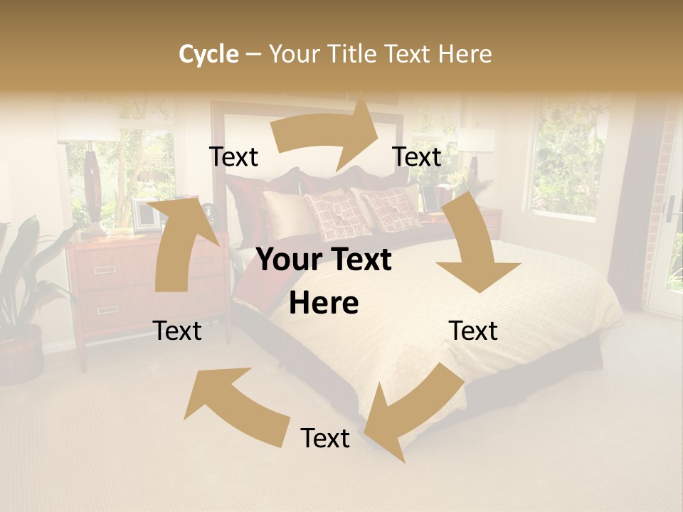 A Bed Room With A Neatly Made Bed And A Plant PowerPoint Template