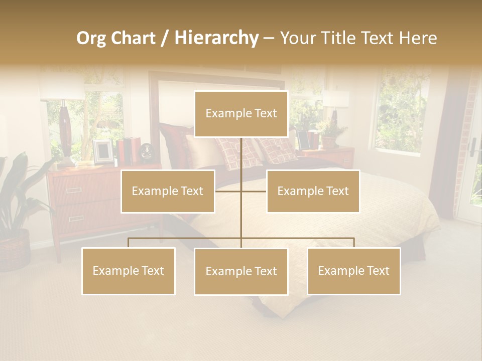 A Bed Room With A Neatly Made Bed And A Plant PowerPoint Template