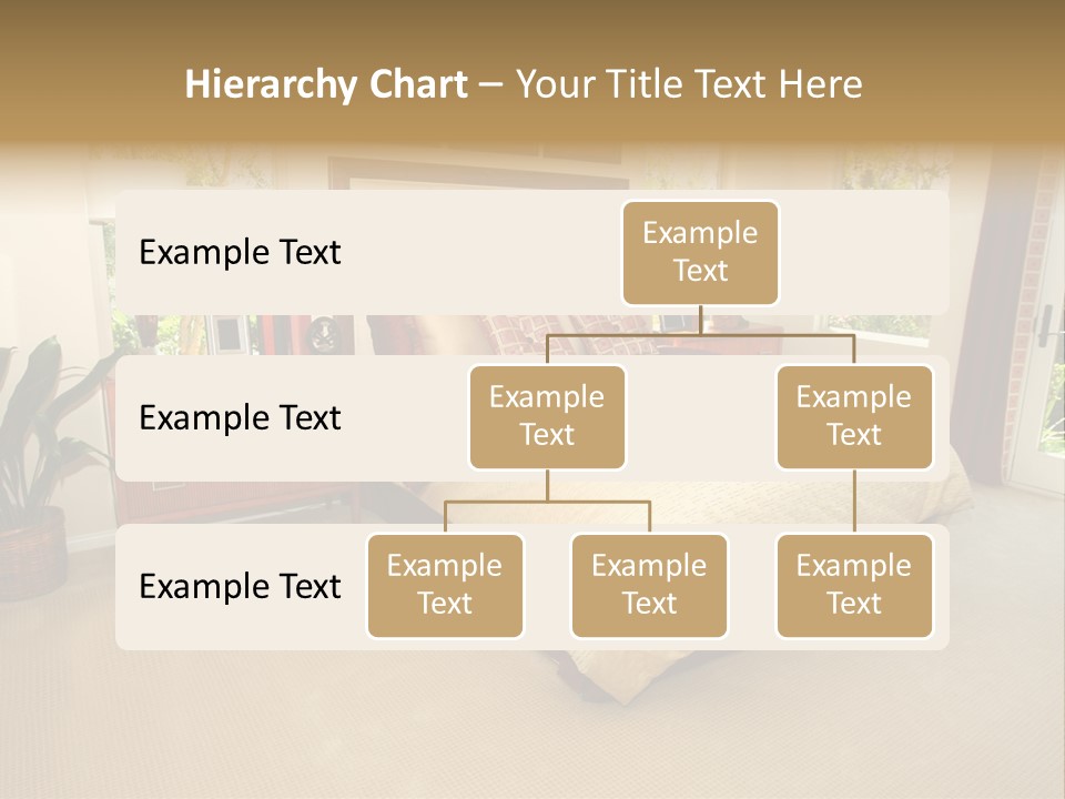 A Bed Room With A Neatly Made Bed And A Plant PowerPoint Template