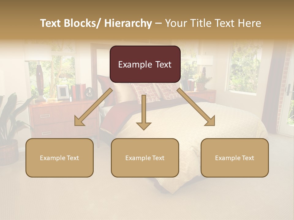 A Bed Room With A Neatly Made Bed And A Plant PowerPoint Template