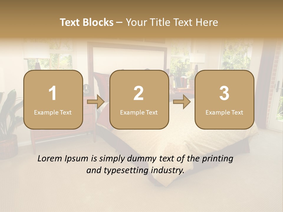 A Bed Room With A Neatly Made Bed And A Plant PowerPoint Template