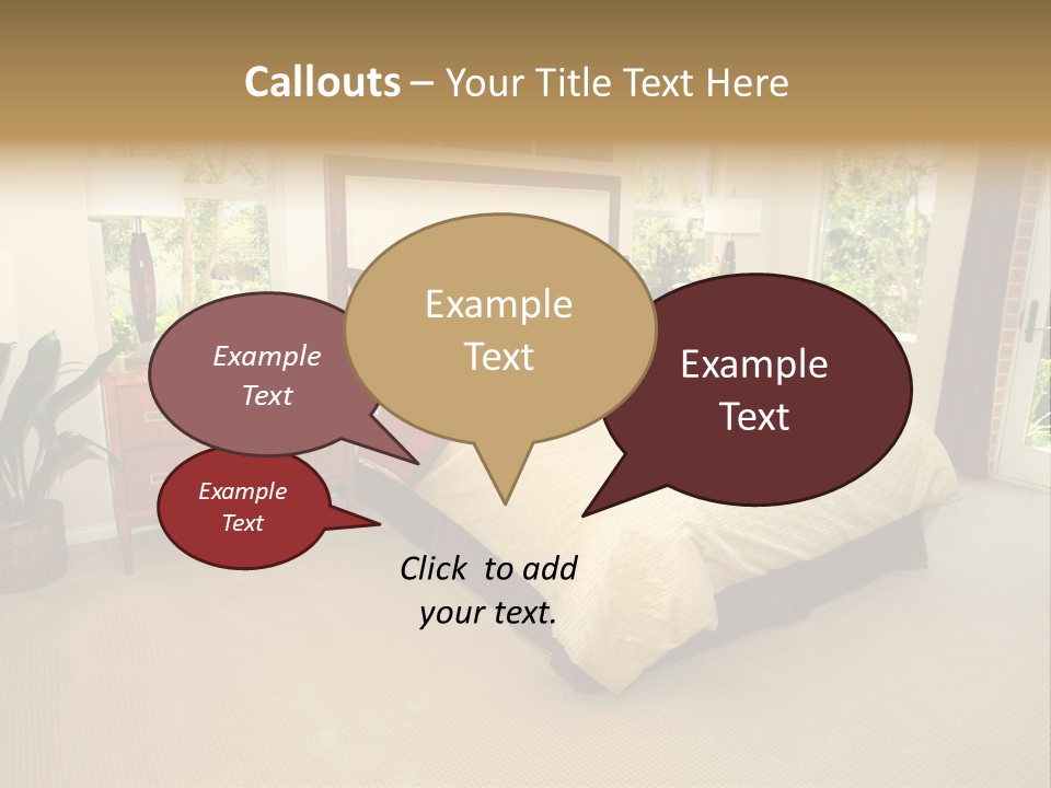 A Bed Room With A Neatly Made Bed And A Plant PowerPoint Template