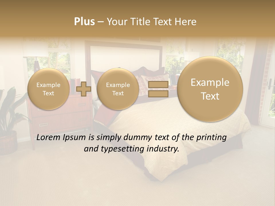 A Bed Room With A Neatly Made Bed And A Plant PowerPoint Template