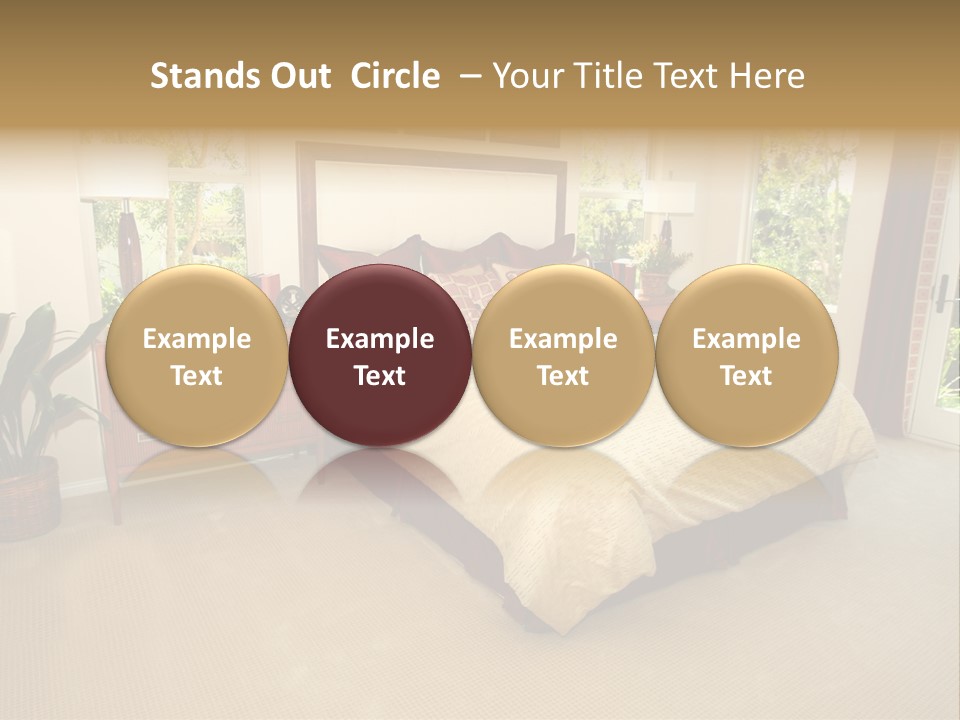 A Bed Room With A Neatly Made Bed And A Plant PowerPoint Template