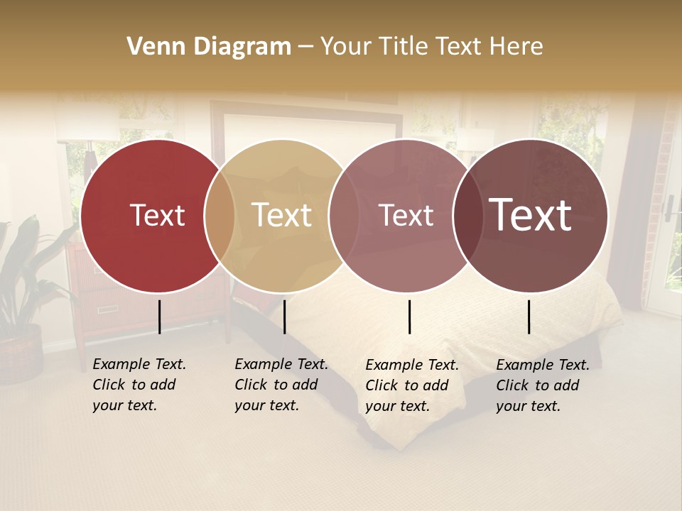 A Bed Room With A Neatly Made Bed And A Plant PowerPoint Template