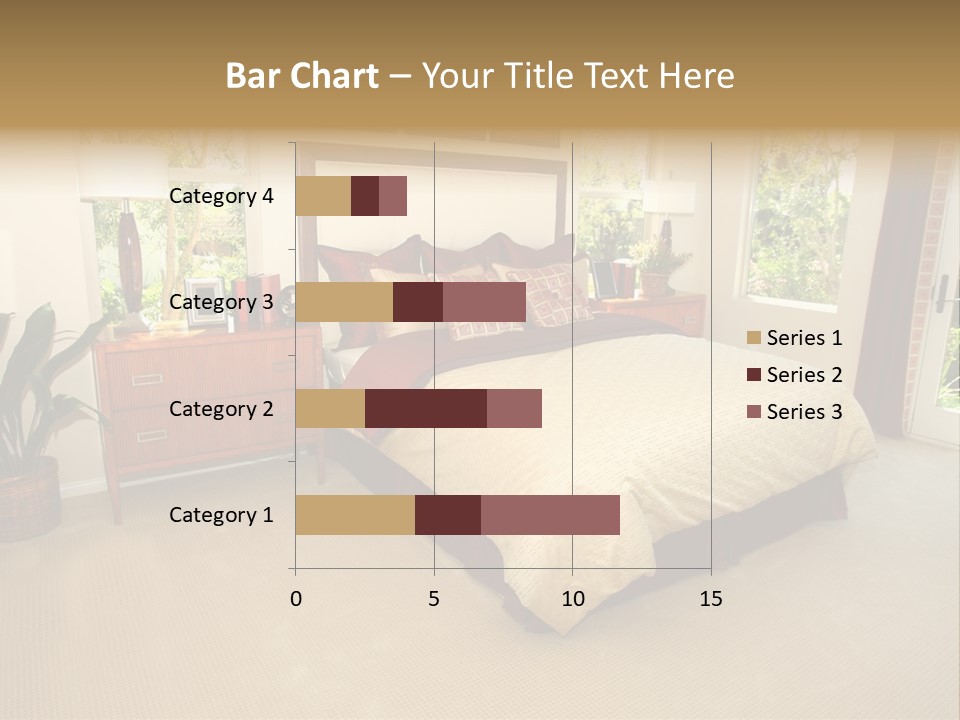 A Bed Room With A Neatly Made Bed And A Plant PowerPoint Template