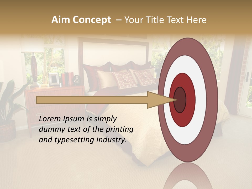 A Bed Room With A Neatly Made Bed And A Plant PowerPoint Template