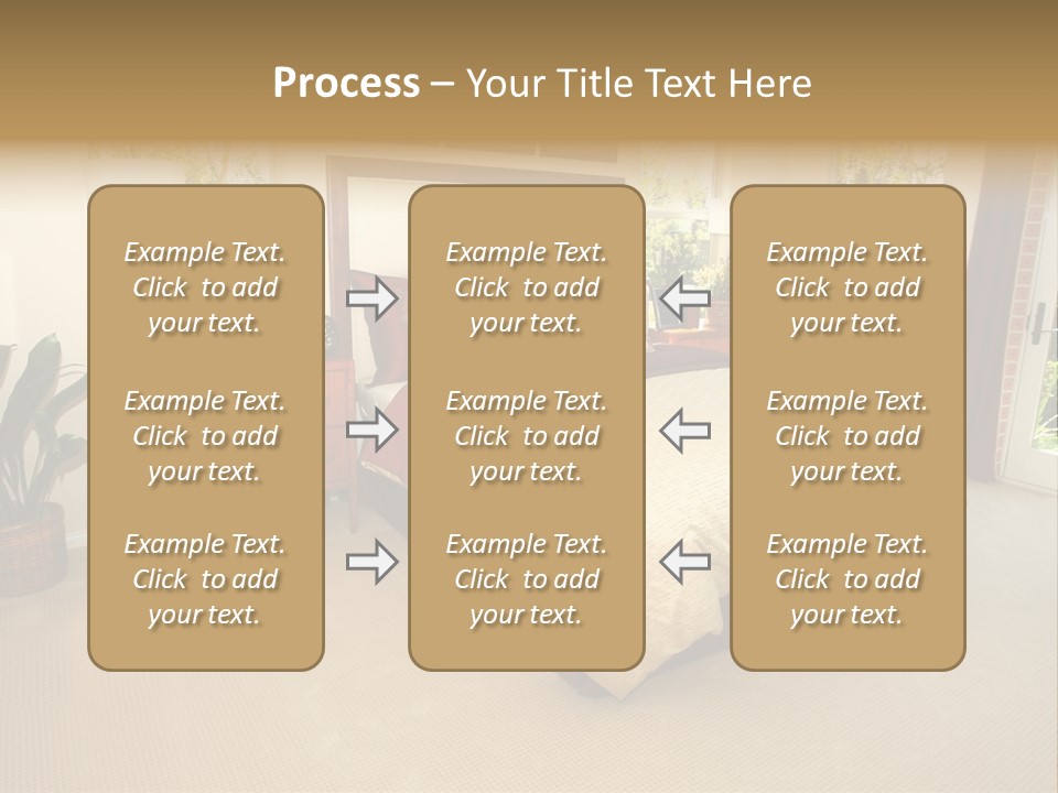 A Bed Room With A Neatly Made Bed And A Plant PowerPoint Template