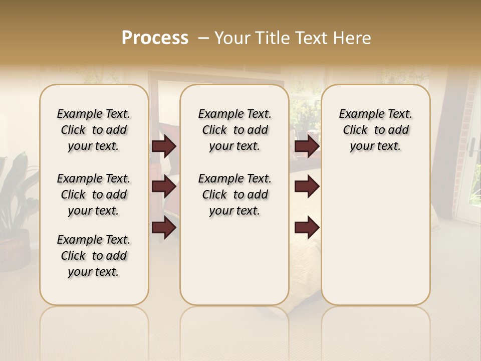A Bed Room With A Neatly Made Bed And A Plant PowerPoint Template