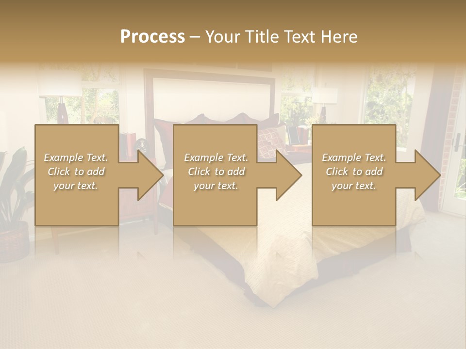 A Bed Room With A Neatly Made Bed And A Plant PowerPoint Template