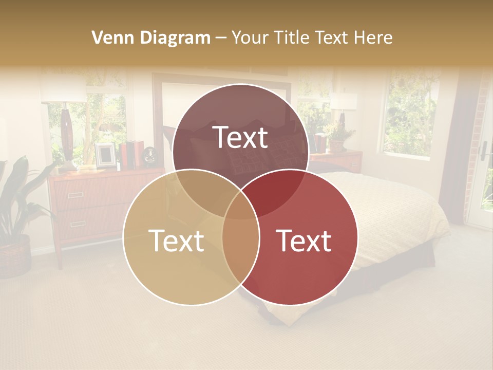 A Bed Room With A Neatly Made Bed And A Plant PowerPoint Template